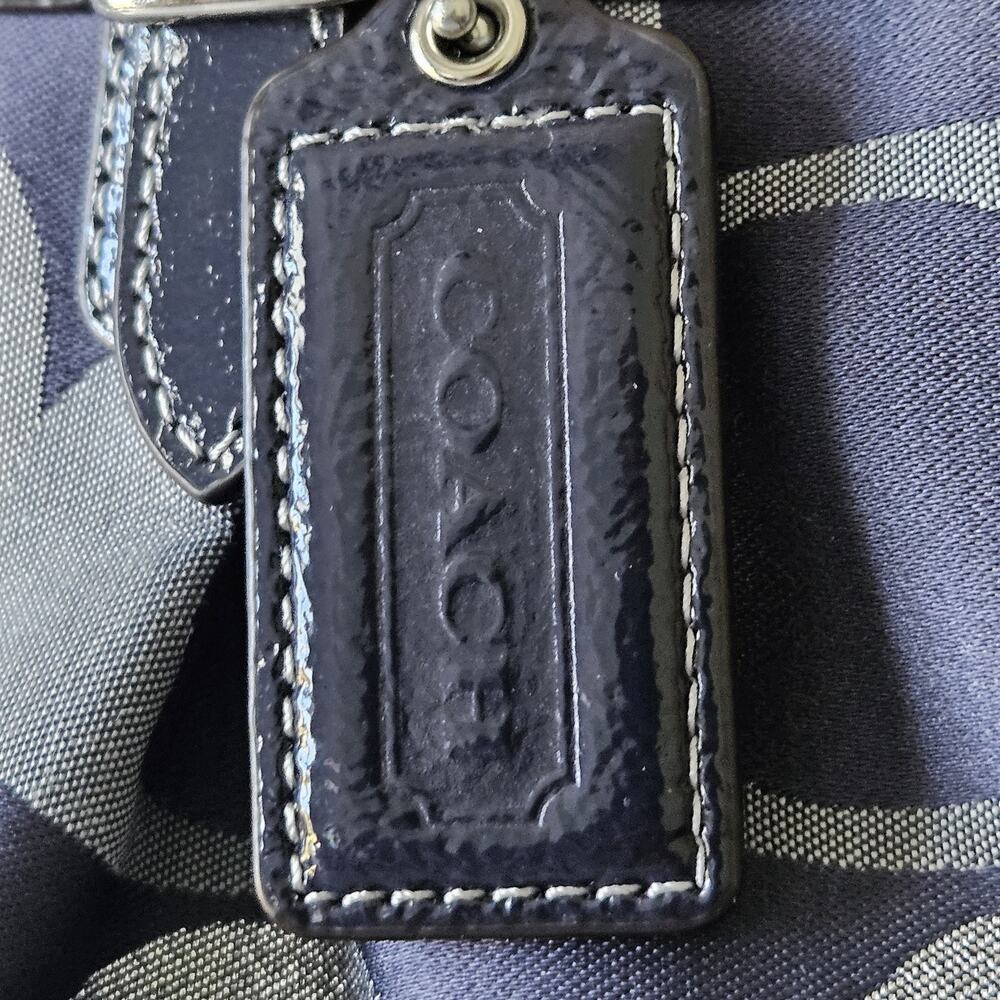 Coach Optic Signature‎ C Logo Tote Bag Large Patent Blue Silver F19675 Art Purse - Picture 4 of 16